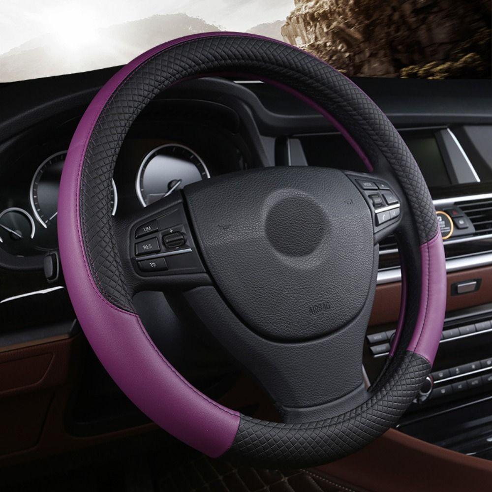 PU Leather Steering Wheel Cover 38cm Steering Cover Steer Wheel Protector Car Interior Decoration