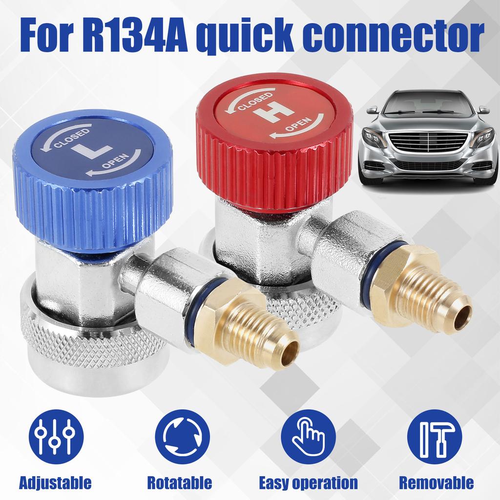 For R134A Quick Coupler Adapter with 1/4inch Male Flare High/Low Fitting Coupler Connector Replacement for Car Air Conditioner