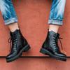 Мужские мотоботы на шнуровке, деловой кэжуал, комфортные ботильоны до щиколотки, мужская обувь, уличные кроссовки, дышащие походные ботинки, мужские, черные