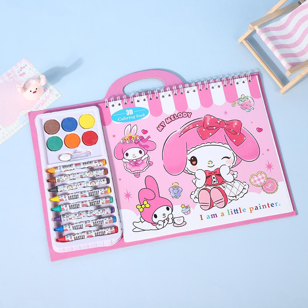 Новая детская раскраска-книжка для рисования каракулей и раскрашивания Sanrio, развивающая, обучающая, волшебная, для детского сада, с акварелью