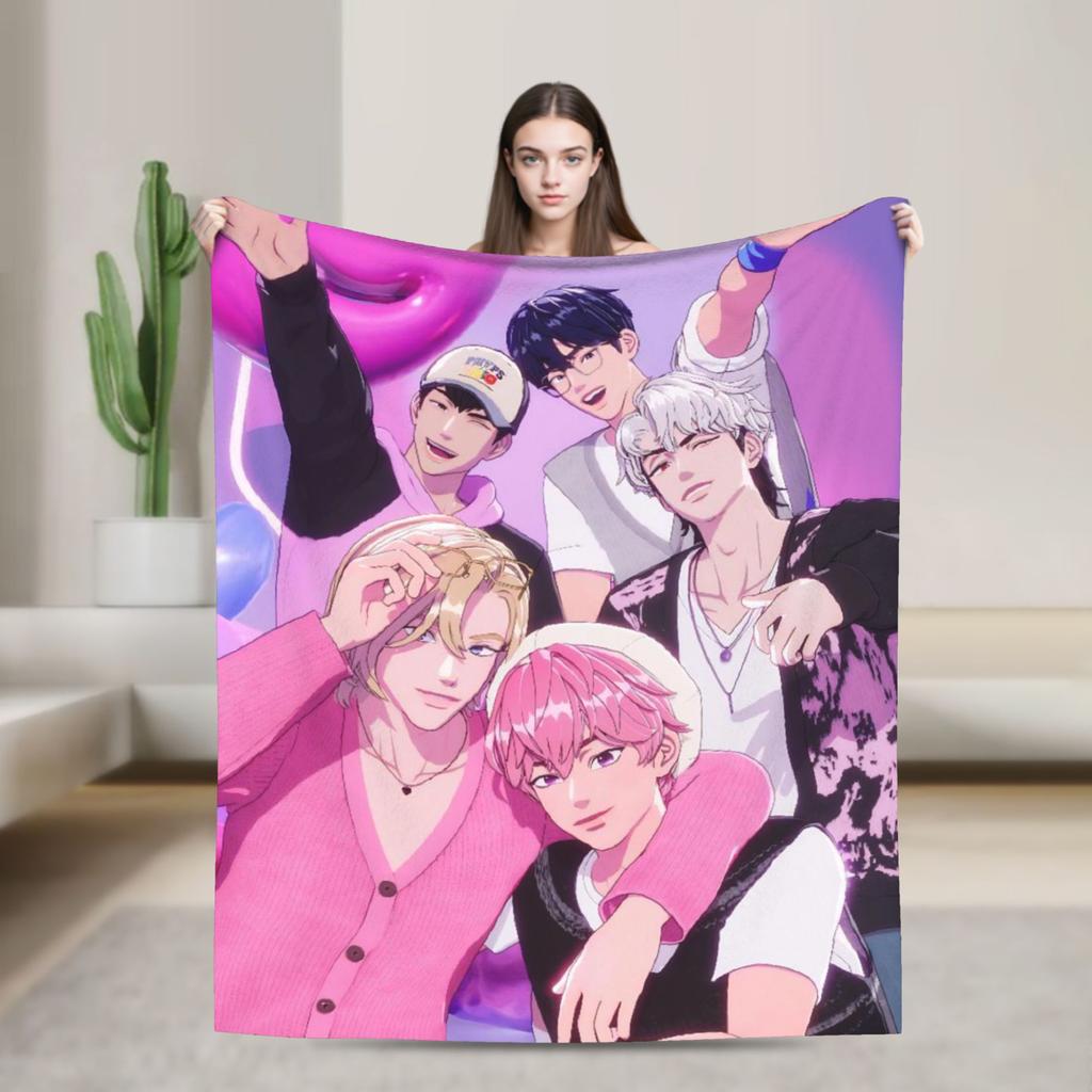 Blankets Travel Kpop PLAVE Caligo pt Throw Blanket Flannel Bedspread For Couch Chair Sofa Bed Graphic Sofa Bed Cover