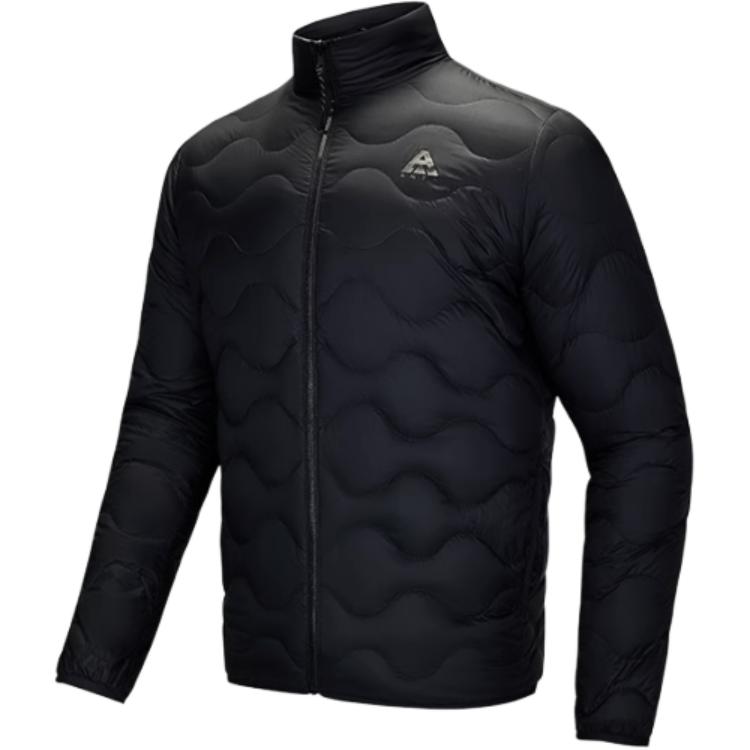 Anta Серия Outdoor однотонная с воротником-стойкой на молнии с длинным рукавом пуховик мужская верхняя одежда базовый-черный 952446901-1