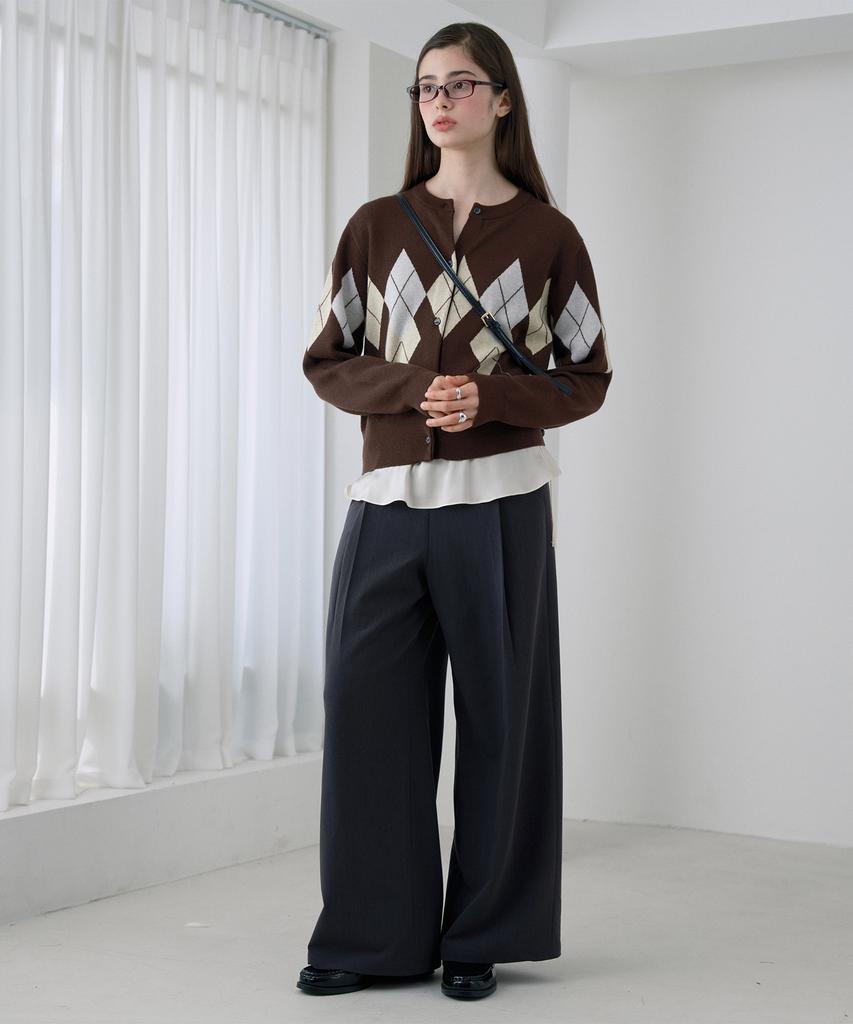 JUCYJUDY Wool Blend Argyle Knit Cardigan Jzkt621D