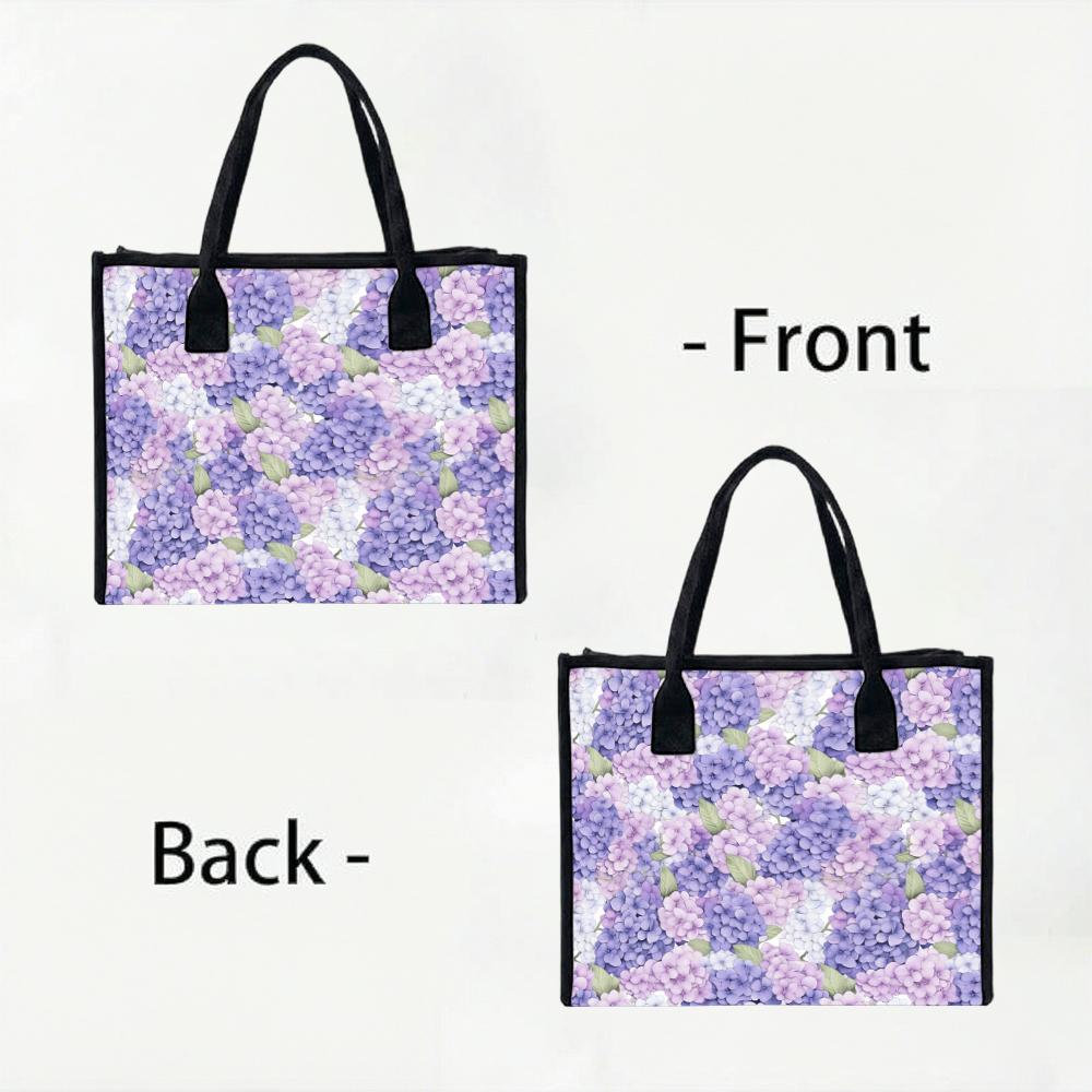 Purple Hydrangea Printed Tote Bag Fashion Casual Daily Handbag for Ladies