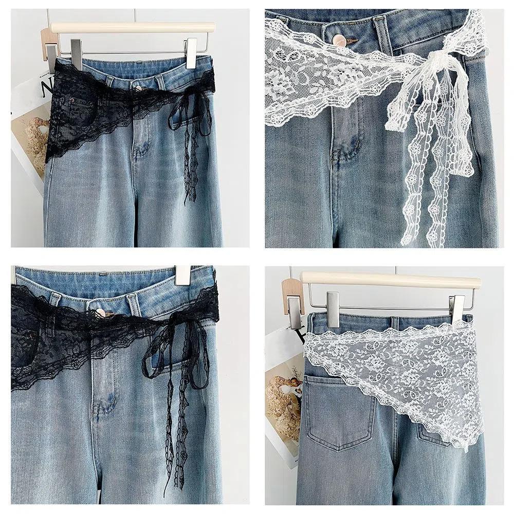 Уличная мода Y2K Кружевной треугольный шарф Цветочный фартук Юбка-накидка Легкая hip curtain