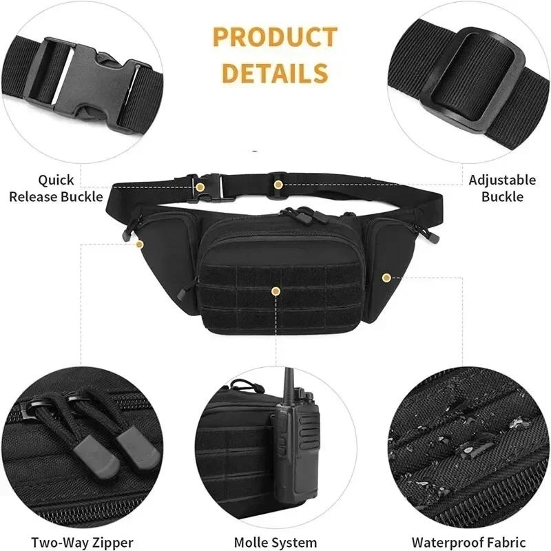 Packs for Men Nylon Shoulder Hiking Tactical Multi-function Waist Pack Fanny Mobile Phone Bag Sports High-capacity Waist Bag