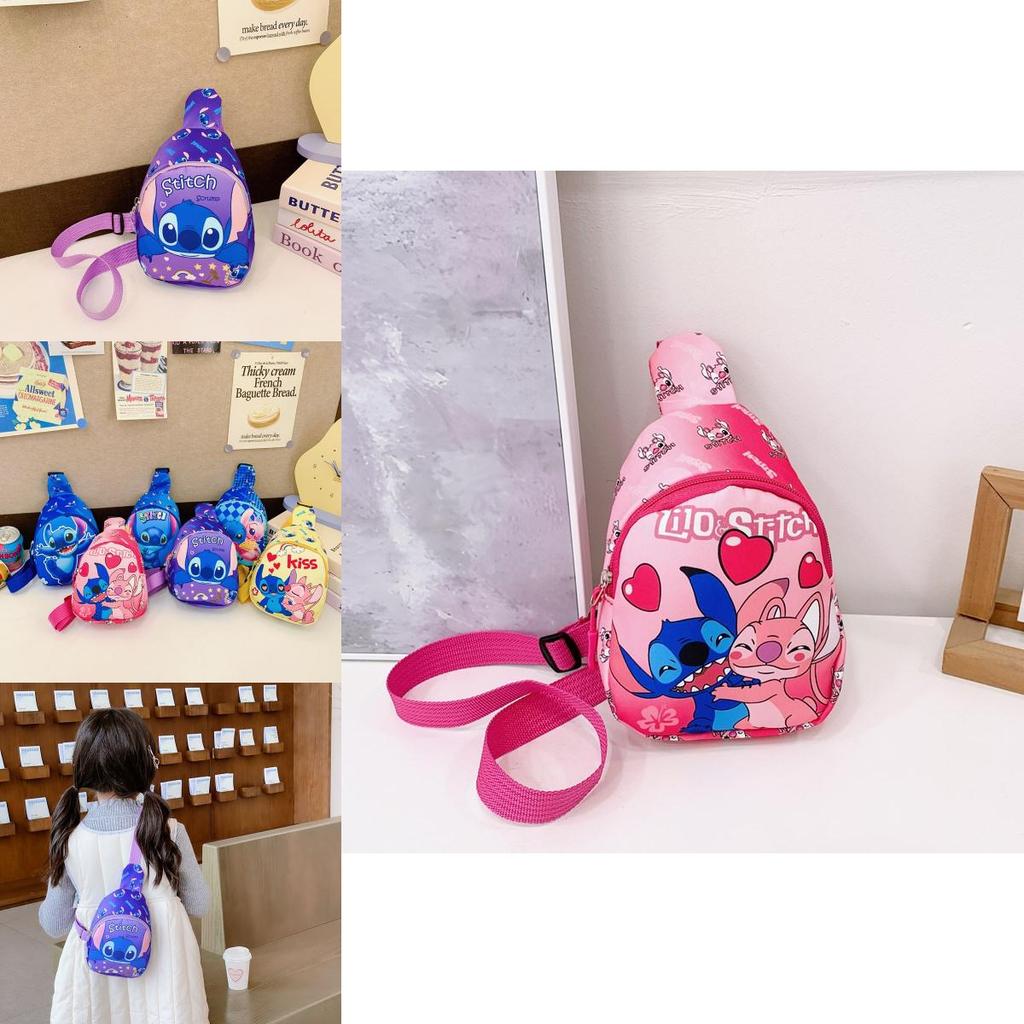 Lilo Stitch Cartoon Kids Crossbody Bag With Breathable Nylon For Daily Use