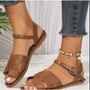 2025 Open Toe Women's Sandals Summer Beach Sandals Elastic Band Flat with Plus Size Shoes Female