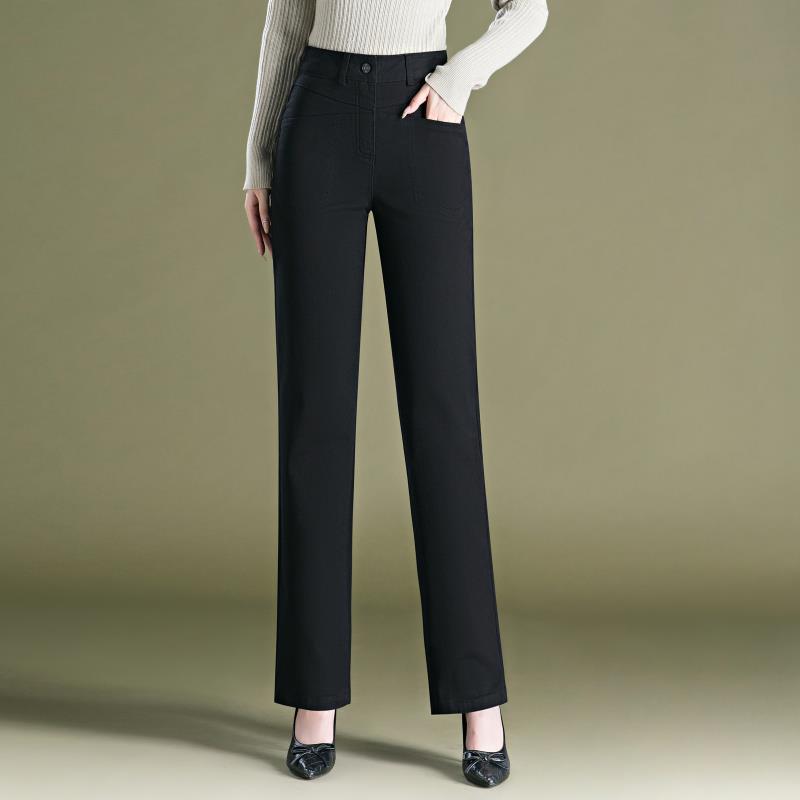 Middle-aged Women's Pants High-waisted Straight Jeans Autumn Thin Loose Casual Narrow Wide-leg Mother Pants