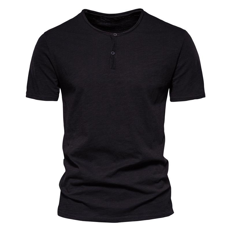 Summer Solid Color Short-sleeved Men's Casual Slim Round Neck Cotton T-shirt