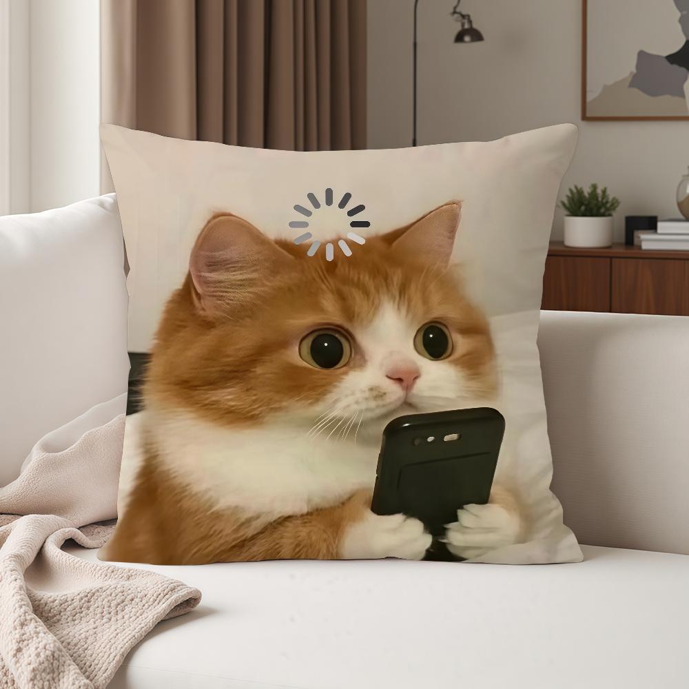 Смешной Кот Мультяшный Милый Чехол для Подушки Подходит Для Спален Гостиных Автомобилей Домашнее Украшение