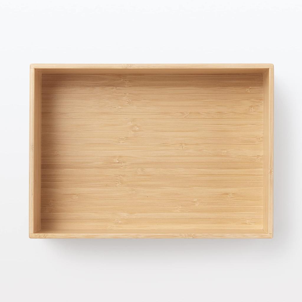 MUJI штабелируемый бамбуковый прямоугольный ящик для хранения 26 см Ш x Г x Номер продукта Подходит для ящика для хранения одежды, Половина, Маленький, 18,5 см 8,5 см В, 12047261,