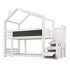 Children Bed Tree House with Storage Stairs, Loft Bed with Higher Safety Handrails, 90x200 Storage Bed Without Mattress, Kids Double-layer