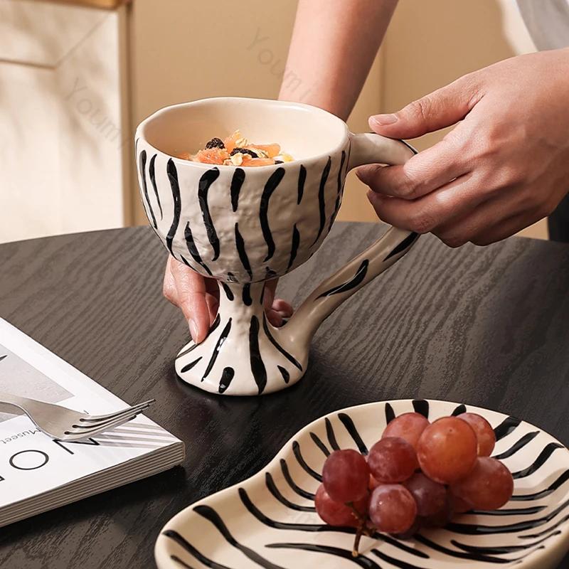 Ретро-стиль Необычная керамическая кружка Творческий Послеобеденный чай Закуски Кофейные чашки Изысканный завтрак Молочная чашка Бытовая посуда