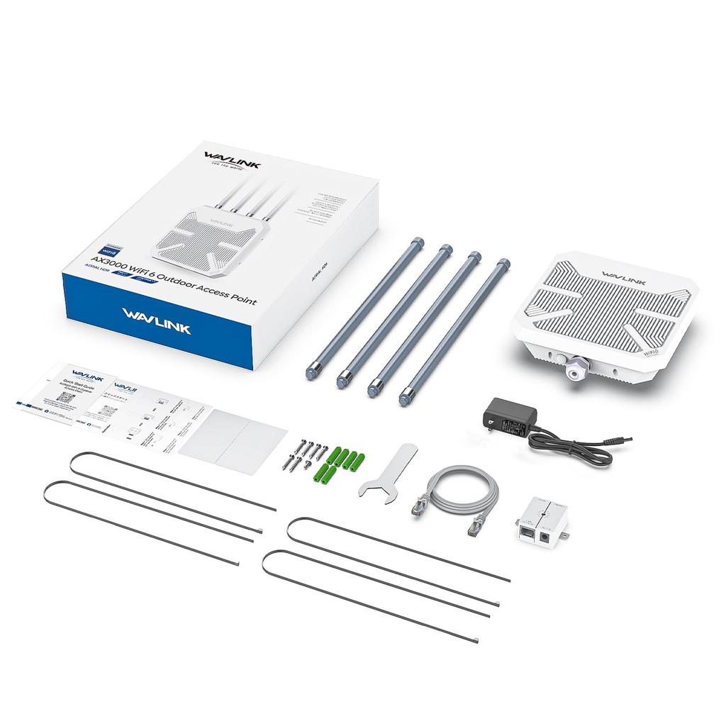 WAVLINK WiFi6 Outdoor Access Dual Band AX3000 Long Range Outdoor WiFi Mesh Extender with High Gain Weatherproof Booster Amplifier Point, 2.4G+5G