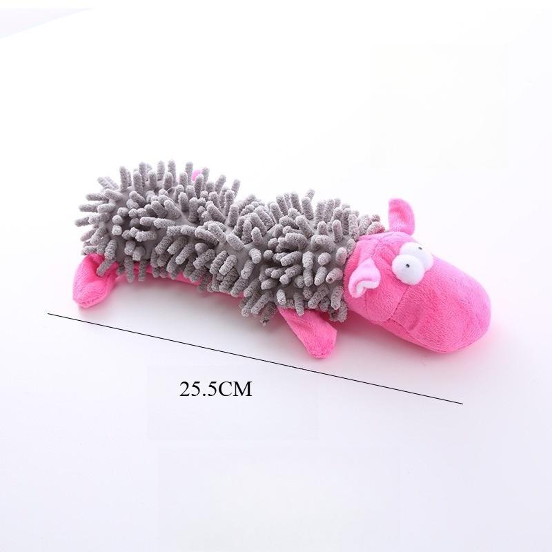 Long Cartoon Animal Chenille Plush Squeaky Dog Toy Teething Bite‑Resistant Chew Play Toy for Small Medium Dogs Relieve Boredom