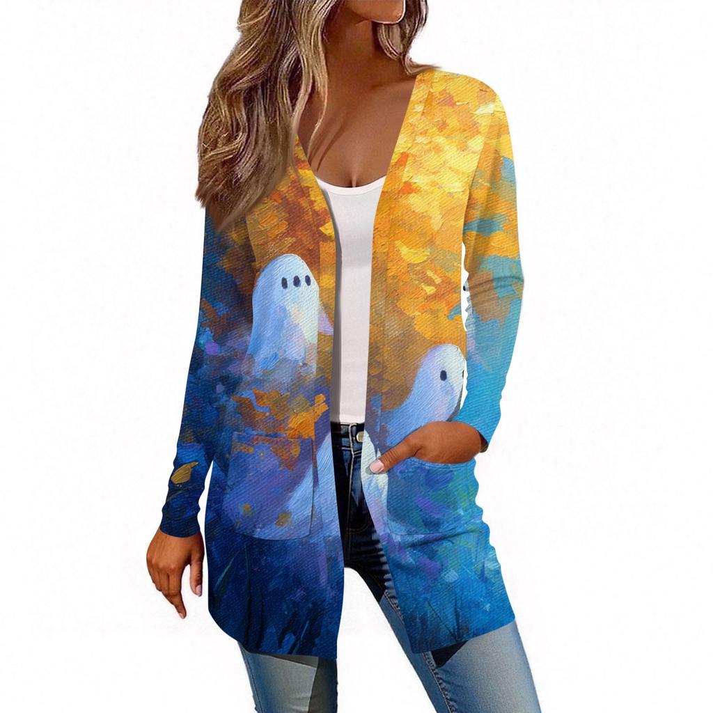 Женский кардиган с длинным рукавом, повседневная куртка с карманами, топ