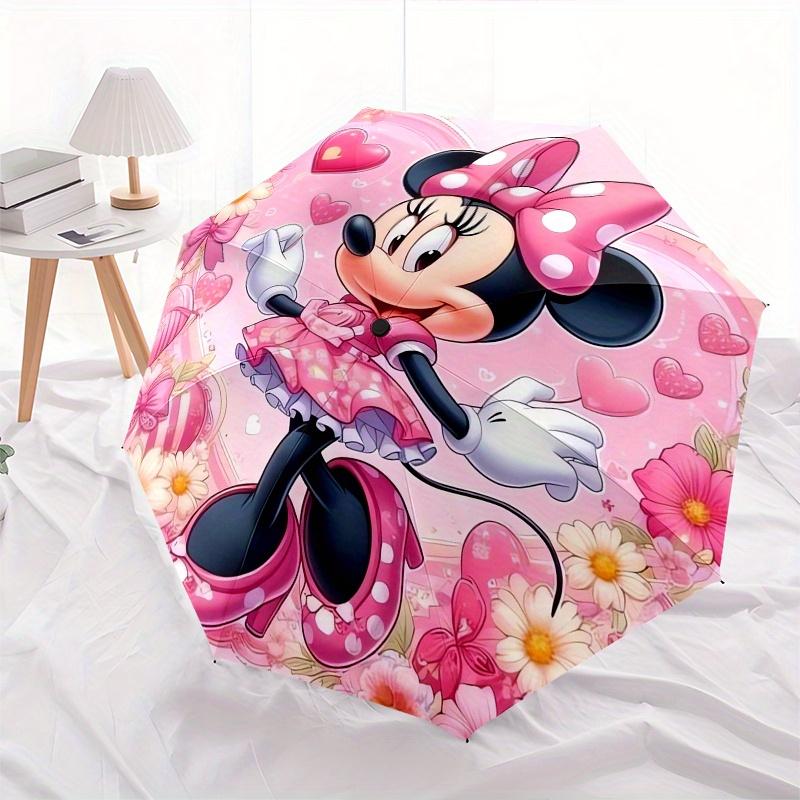Disney Minnie Mouse, Pink Theme Themed automatic opening and closing folding umbrella, portable - durable, 8-rib umbrella frame, very suitab