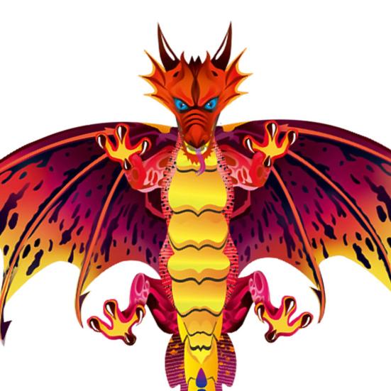 Kite Dragon Fly Multicolor Easy to Fly Laser Engraving Pterosaurs Kite for Kids Children