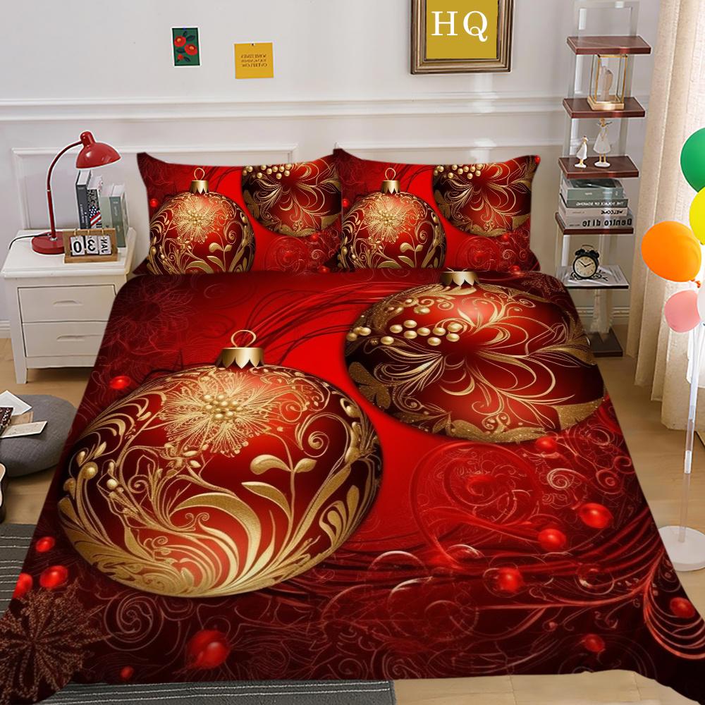 Christmas Printed Comforter Cover Set Twin Size Bedspreads Polyester Superior Fashion Cute Home Bedding