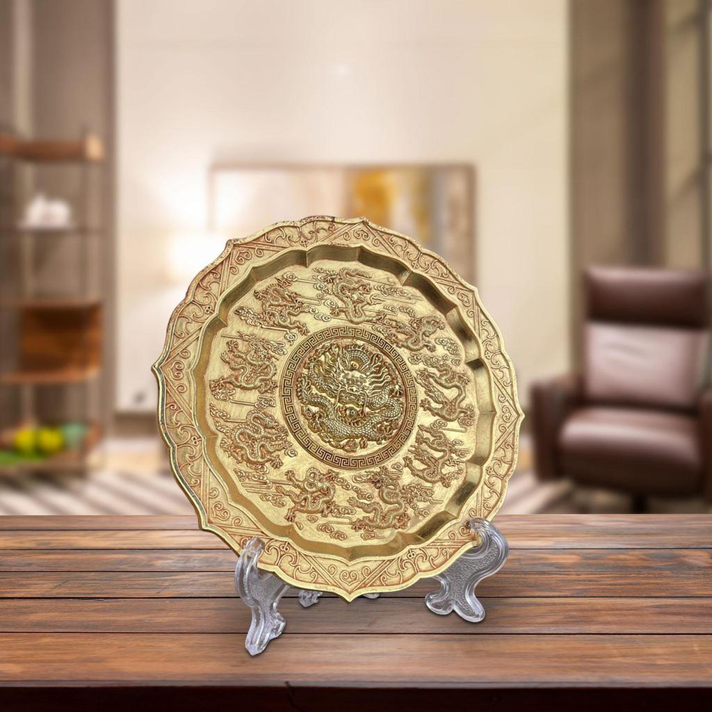 Nine Dragon Plate Collection with Rack Alloy Creative Decorative Practical Sturdy Home Decor