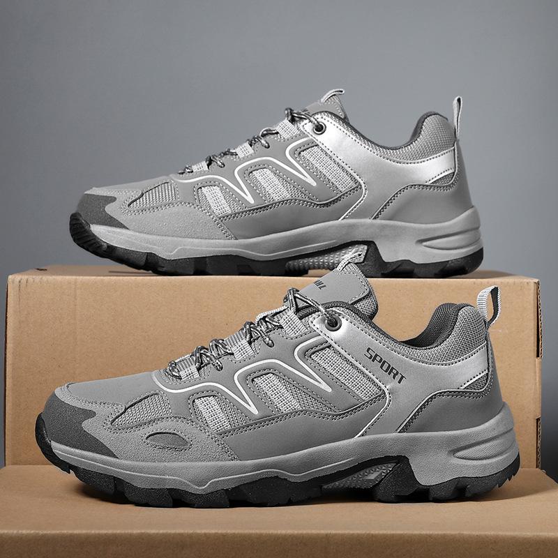 Весенние новые сетчатые дышащие повседневные туфли с низким верхом для занятий спортом на открытом воздухе, походные туфли на нескользящей платформе, спортивная обувь для мужчин
