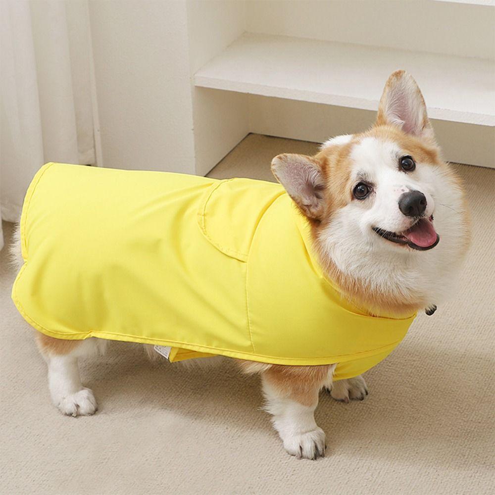 Practical Waterproof Dog Raincoat Adjustable Towable Dog Rain Cloak Reflective Puppy Rain Jumpsuit Rainy Season