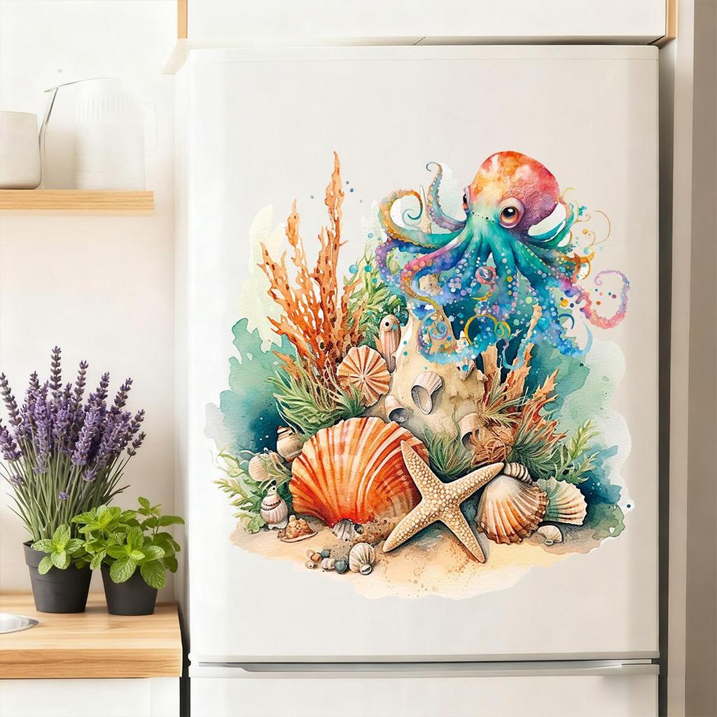 Наклейки на окно «Морская звезда и осьминог» - Декоративные клейкие наклейки нового цвета для дома