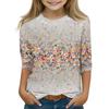 Print Tops For Youth Girls 5-16 Years Round Neck 3/4 Sleeves T-Shirts Trendy Tops Outfit Tees