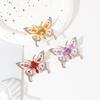 Enamel Butterfly Brooch with Rhinestones - Fashionable Insect Pin for Jackets & Cardigans