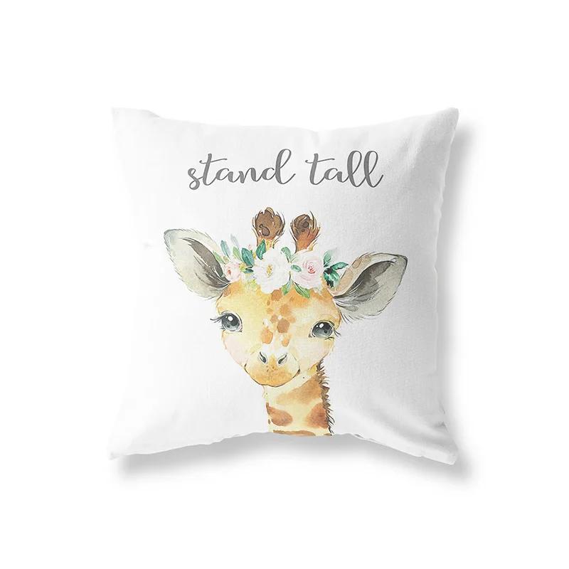 Милый кролик жираф животные декор детской комнаты полиэстер наволочка для подушки диванная подушка украшение дома наволочка для подушки
