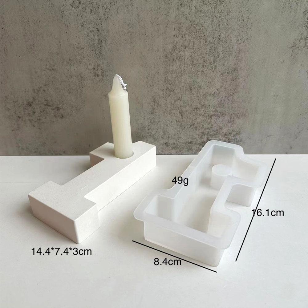 3D Number Candle Holder Silicone Mold DIY Handmade Candlestick Plaster Epoxy Resin Concrete Casting Molds Home Desktop Decor