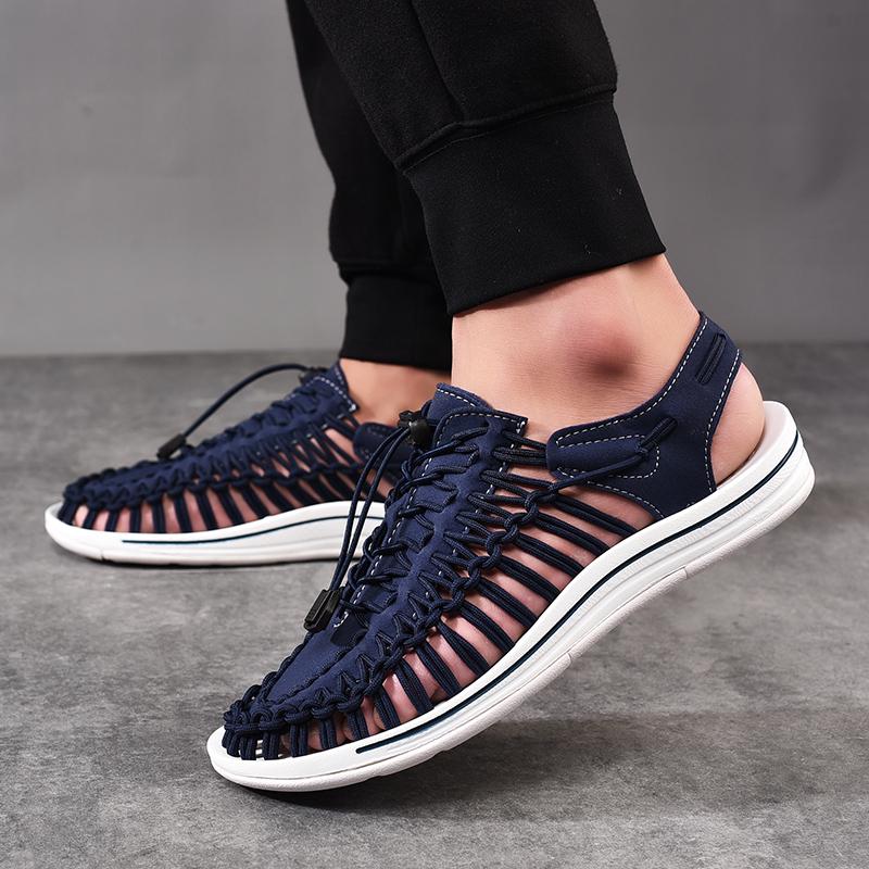Fashion Summer Elastic Sandals Woven Belt Slippers Men Outdoor Soft-soled Sports Sandals Non-slip Shoe Fashion Casual Shoes Beach Sandal