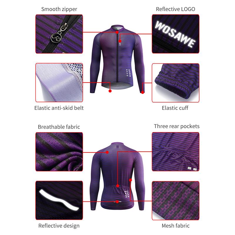 Велосипедные комплекты WOSAWE Мужские велосипедные брюки из джерси с длинными рукавами и мягкой подкладкой