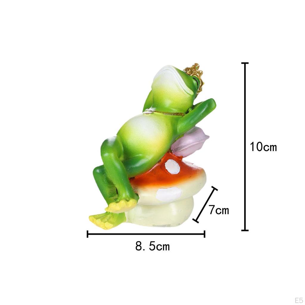 Зеленая лягушка, сидящая на грибной статуе, украшение для сада, коллекционная милая скульптура из смолы для бассейна