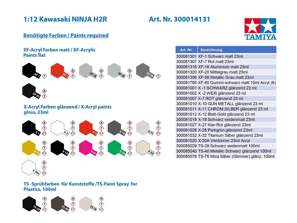 Tamiya Серия Мотоциклы 131 Kawasaki Ninja H2R Пластиковая Модель 14131 1/12 №
