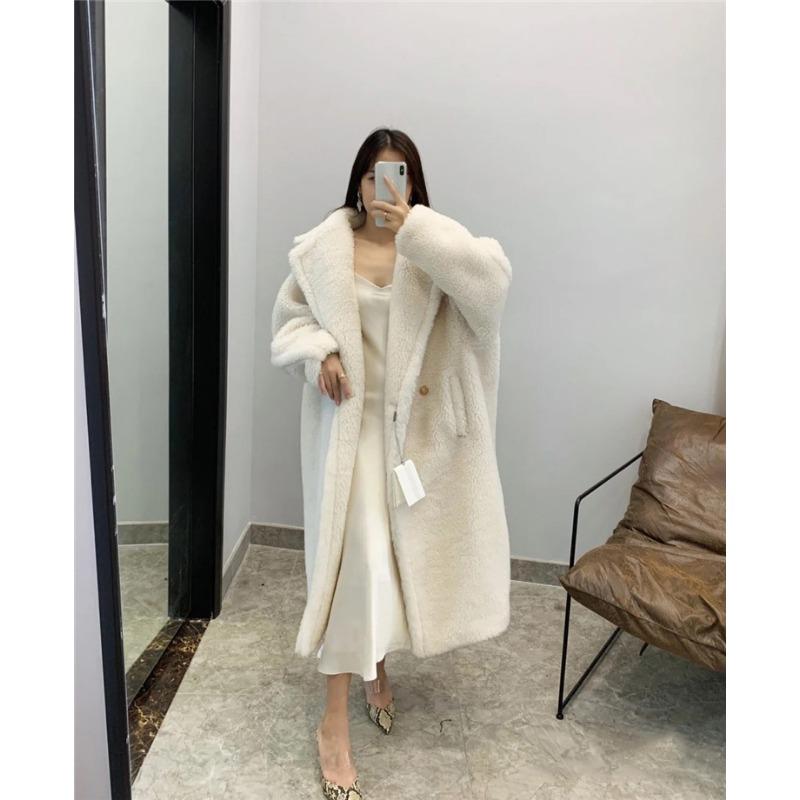 Пальто из овечьей шерсти с овечьей шерстью, женская модель, меховой силуэт, интегрированный мех