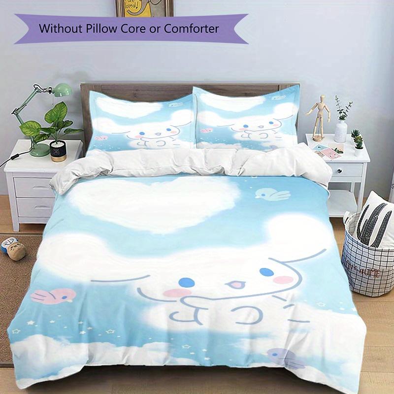 3pcs Love Cinnamoroll Sanrio Print Cover Set Ultra Soft, Breathable, and Comfortable Bedding with Stylish Design for Bedroom and Guest Room Decor