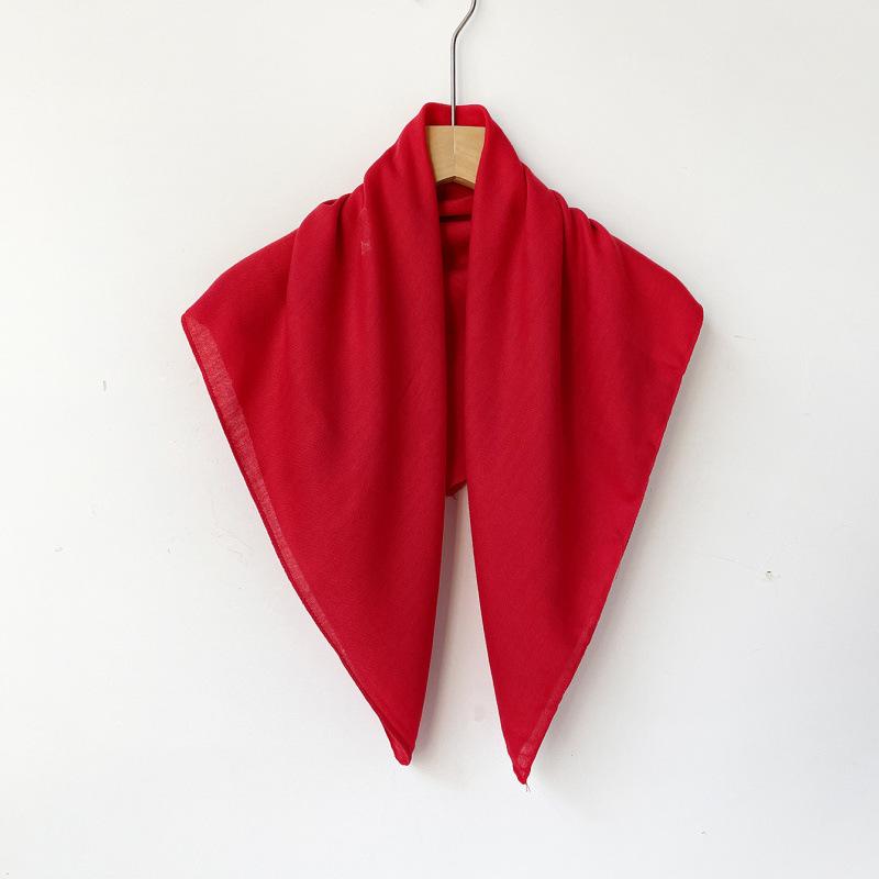 Malay headscarf spring and summer 71 solid color square scarf velvet herringbone silk scarf high-end cotton and linen headscarf