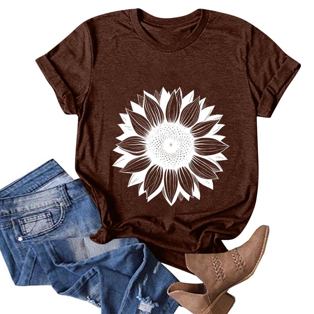 Женская модная повседневная футболка с круглым вырезом и принтом, пуловер с короткими рукавами, топ