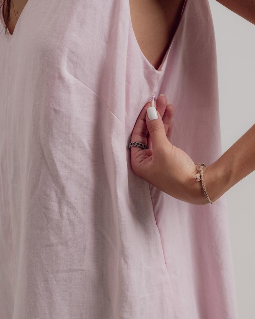 Сарафан летний с украшением Nagrada 5138 42 розовый льон