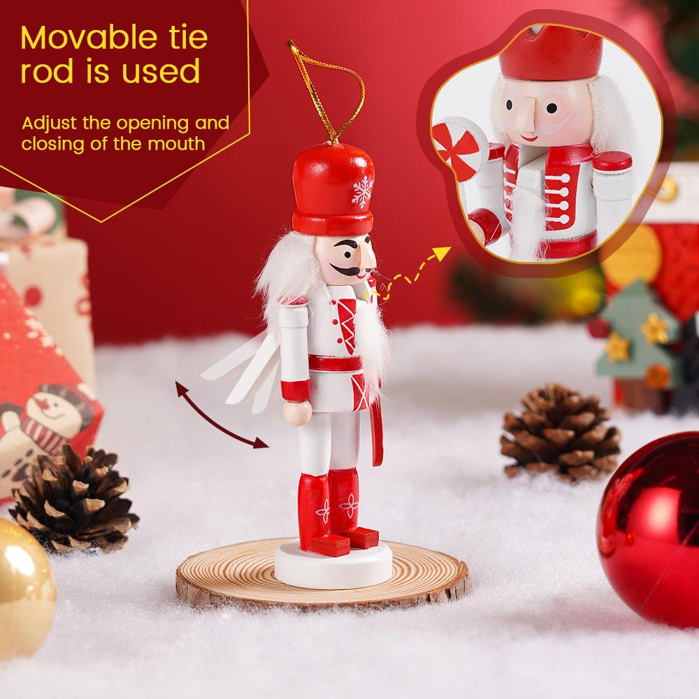 A Set/5pcs Christmas Nutcrackers Puppet Pendant Solid Wood Handcrafted Ornaments Christmas Decoration Party/Home Cute Pendant