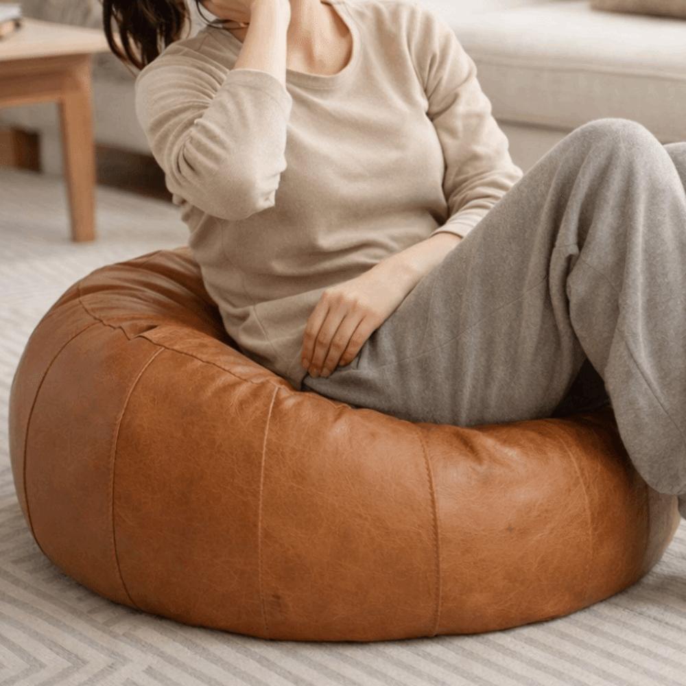 Round Pumpkin Pouf Cover Unstuffed Storage Bag Leg Bench Seat Cushion Cover Toy Storage