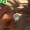 Mfy Charm Female Big White Crystal Stone Ring Luxury Silver Color Wedding Rings For Women Vintage Bridal Engagement Jewelry