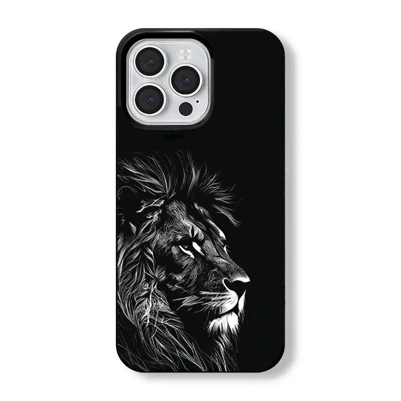 Роскошный Чехол для Телефона с Узором Льва Cool для iPhone 17AIR 16 15 14 13 12 11 PRO MAX MINI XSMAX XR 7 8 PLUS Y2K Минимализм Мягкий Чехол