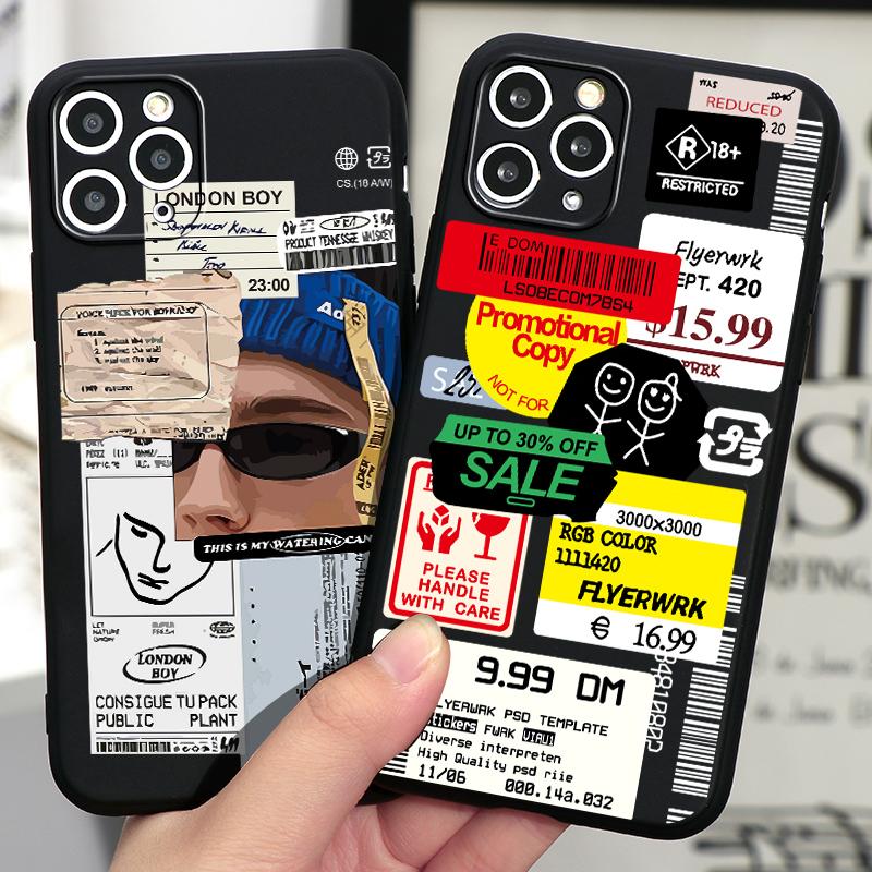 Черный чехол для IPhone XR 6 6S 7 8 Plus X в стиле ретро со штрих-кодом и этикеткой, чехол для IPhone 12 13 Mini 11 Pro XS Max SE 2020, чехол