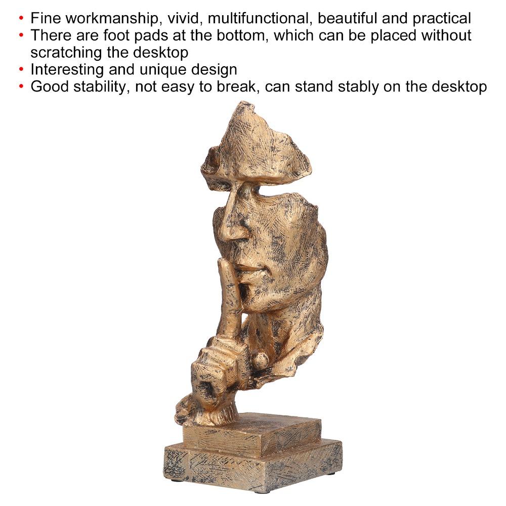 Desktop Keep Silence Statue Office Decor Silence Thinker Decoration Face Sculpture  Home
