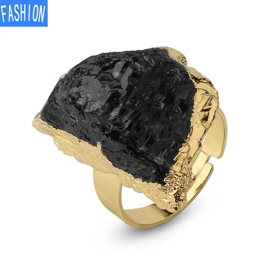 Ring Natural Crystal Kyanite Black Tourmaline Hand Jewelry Gift for Her