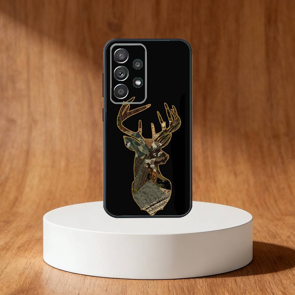 D-Deer Hunting Camo Phone Case For Samsung S25,S24,S21,S22,S23,S30,Ultra,S20,Plus,Fe,Note,10,9,5G Black Cover