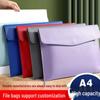 Custom Waterproof A4 Leather Document Folder with Snap Button for Business - Thickened File Bag with Logo Printing